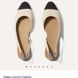 Rothy's almond and Black conch Captoe Flats